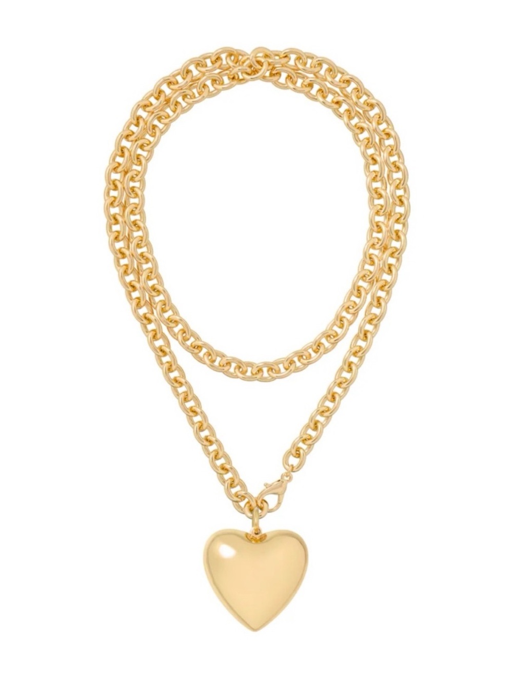 Roxanne Assoulin Gold Heart Pendant Double Chain Necklace